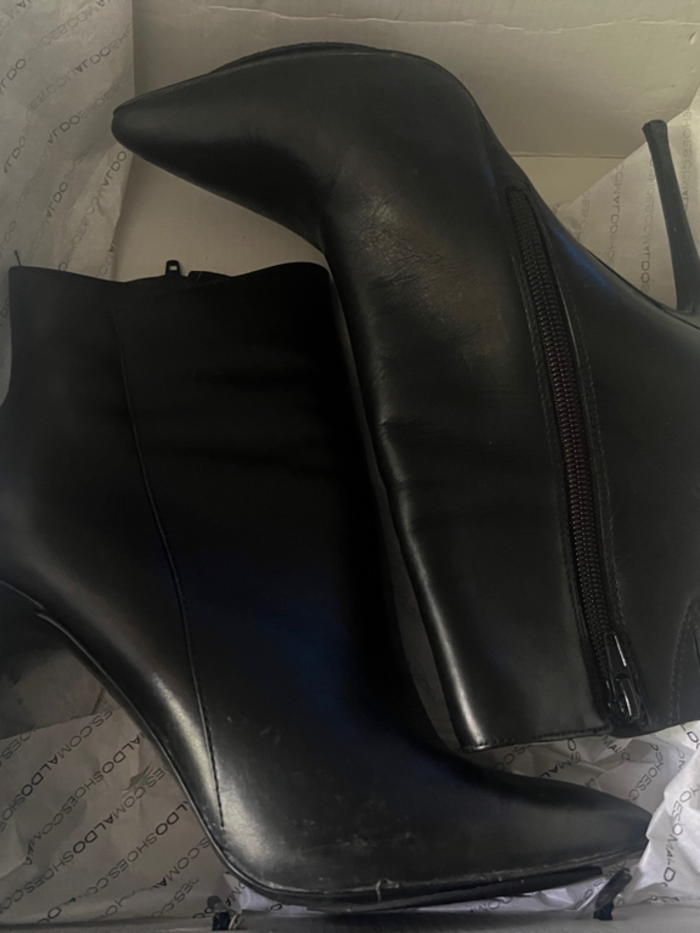 Aldo Black Pointed Toe Stiletto Ankle Boots - Picture 6 of 7